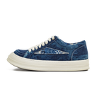 Blue denim sneaker with white laces on a white background, Obroi