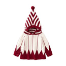 Girl's Christmas and New Year Red Jacquard Embroidered Sweater Hooded Knitted Sweater