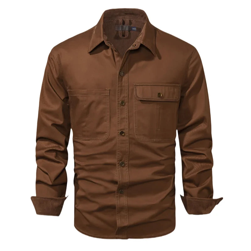 Men's Autumn Casual Plaid Button Long Sleeve Coat Urban Flannel Shirt Top