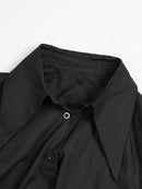 Women Black Pleated Casual Blouse Lapel Long Sleeve Loose Fit Shirt Tide Spring Autumn
