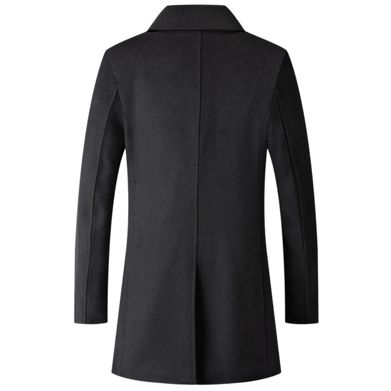 Double Breasted Coat Men Wool Jacket Long Lapel Trench Coats Male Winter Windbreak Men Clothing