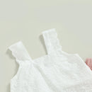 Summer Kids Baby Girls Outfit Solid Sleeveless Lace Tops and Elastic Casual Wide Leg Pants Clothes Set