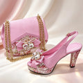 Italian Butterfly Design Pointed Toe Slingback Sandals with Matching Bag - Elegant Set Perfect