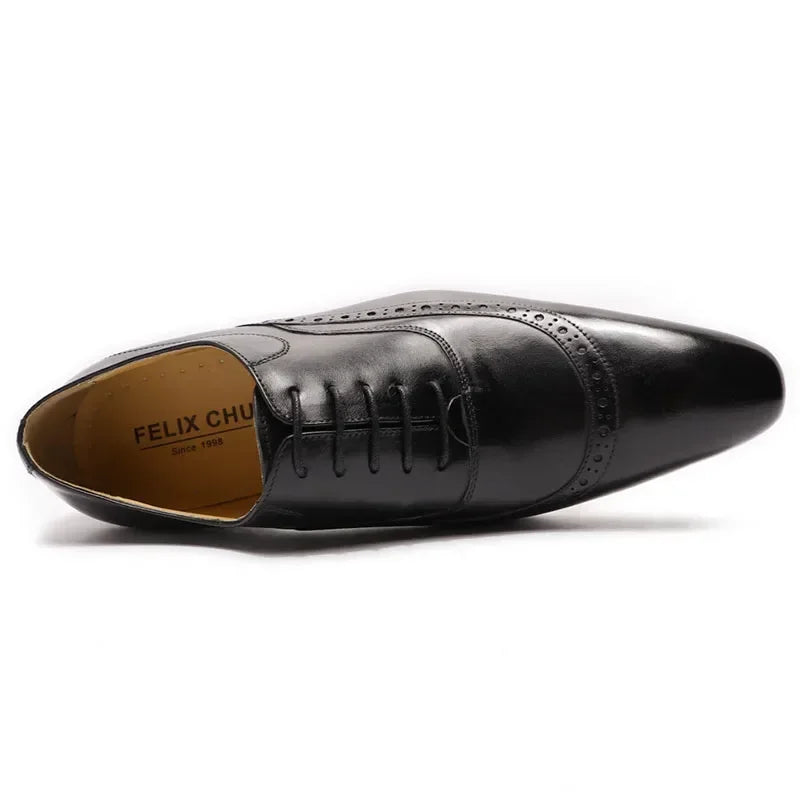 Men Luxury Genuine Leather Oxford Shoes Dress Brogues Formal Laced Footwear