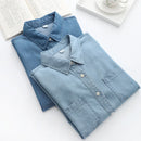 Women Thin Blouse Mercerized Denim Shirt Spring Summer Long Sleeve Lady Loose Tops