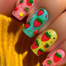 24pcs Summer False Nails Sweet Strawberry Fruit Nails Tips Wearable Detachable Press on Nails