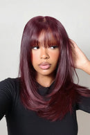 UNice Bye-Bye Slip 7x5 Lace Black Cherry Pre Layered Wolf Bob Wig With Wispy Bangs & Drawstring Wear Go Glueless Human Hair Wig