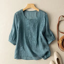 Women's T Shirt Casual Summer Cotton Linen Solid Loose Blouse