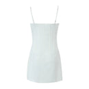 Summer Women Sleeveless Backless Hem Slits Sling Mini Dress