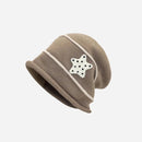 Stripe Knitted Pile Hats for Women Autumn and Winter Warm Ear Protection Cute Beanies