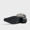 Comfort Leather Knee-High Boots Spring Autumn Pointed Thick Heel Sewing Side Zipper Boots Women