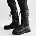 Men Boots Boots Motorcycle Boots for Men Lace-up Platform Boot Mid-Calf Casual Leather