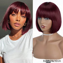 Ginger Straight Short Bob Human Hair Bob Brown Color Human Hair Wig with Bangs