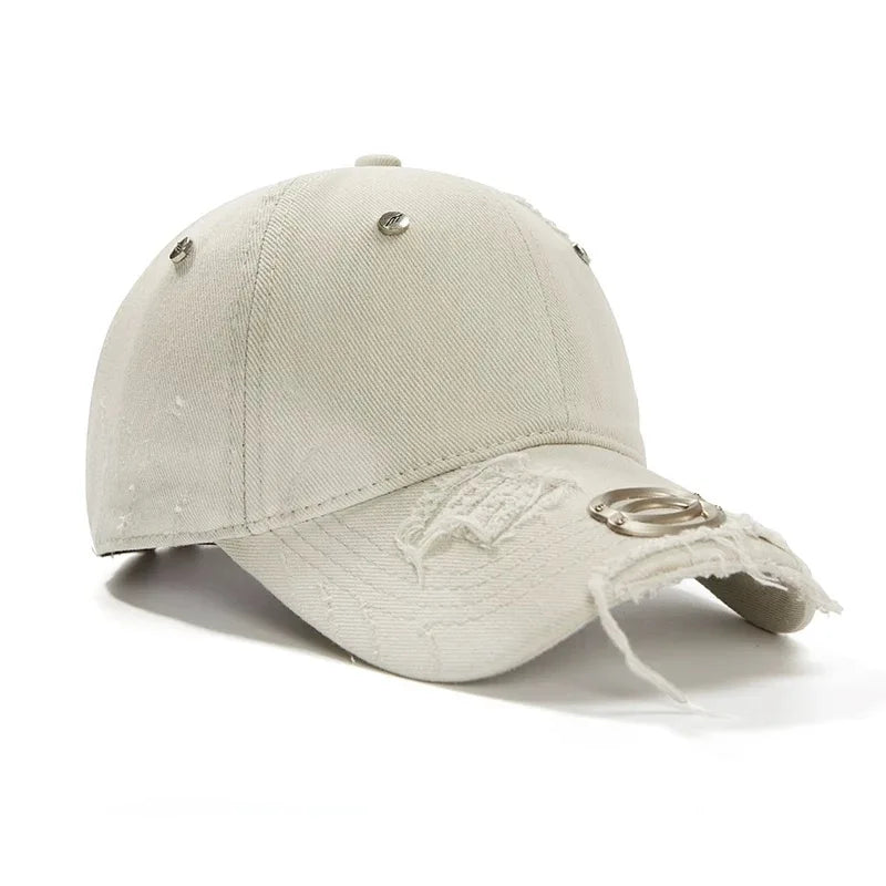 Ripped Baseball Cap Punk Rock Denim Hat Street Casual Casquette