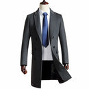 Wool Jacket Winter Men's Double Breasted Long Section Thick Blends Coat Business Woolen Lapel Slim Trench Jacket Windbreaker