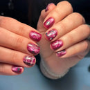 Girly Press‑on Nails Short Square Shape Sparkly Cat‑Eye Effect Bow Plaid Letter Floral