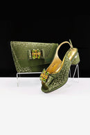 Shoes And Bag Sets For Evening Party With Stones Leather Handbags Match Bags