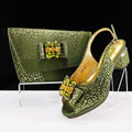 Shoes And Bag Sets For Evening Party With Stones Leather Handbags Match Bags