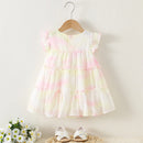 Newborn Girl Dress summer Layered Princess Dress baby Flower Bow Dress for Baby Girl