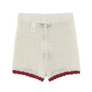 Women Beige Lace Up Knitted Mini Shorts Female Chic Lady Shorts
