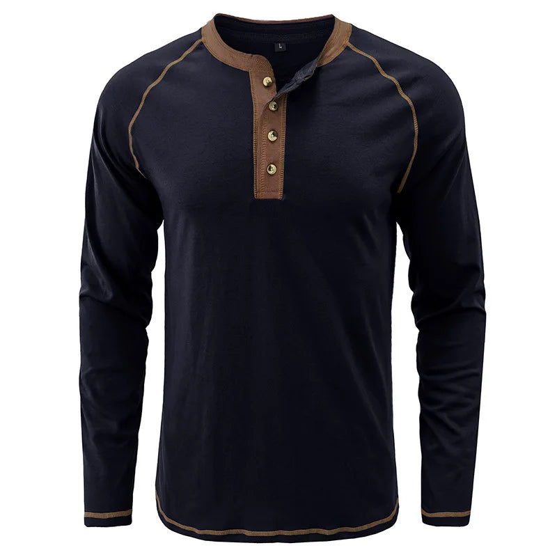 Men Henley Collar Solid Color Tee Tops Men Casual Slim Fit Tshirts Men Tees