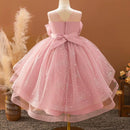 Spring and Summer Girls Decal Sequin Sleeveless Mesh Trailing Princess Dress Wedding Flower Girl Dress