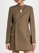 Hollow Out Chic Design Slim Blazer For Women Tunic Spliced Single Button Blazers Female