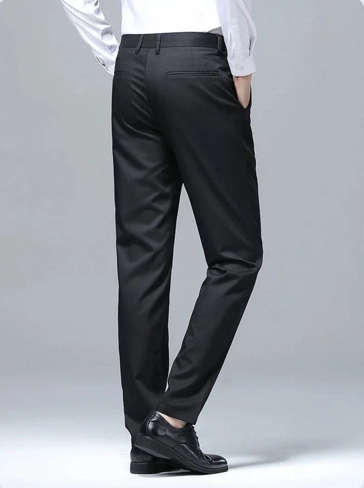 Casual Straight Pants Mens Light Thin Ice Silks No Ironing Trouser Fashion Business Quick Dry Pant Summer