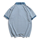 Summer Lapel T-shirt Men Sea Navy Stripe Short Sleeve Polo Shirt Man Women Tees Shirts Couple