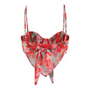 Red floral bikini top on a white background, Obroi