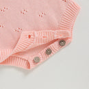 Newborn Infant Baby Girls Knit Sweater Rompers Solid Color Long Sleeve Infant Button Jumpsuits Fall Winter Casual Clothes