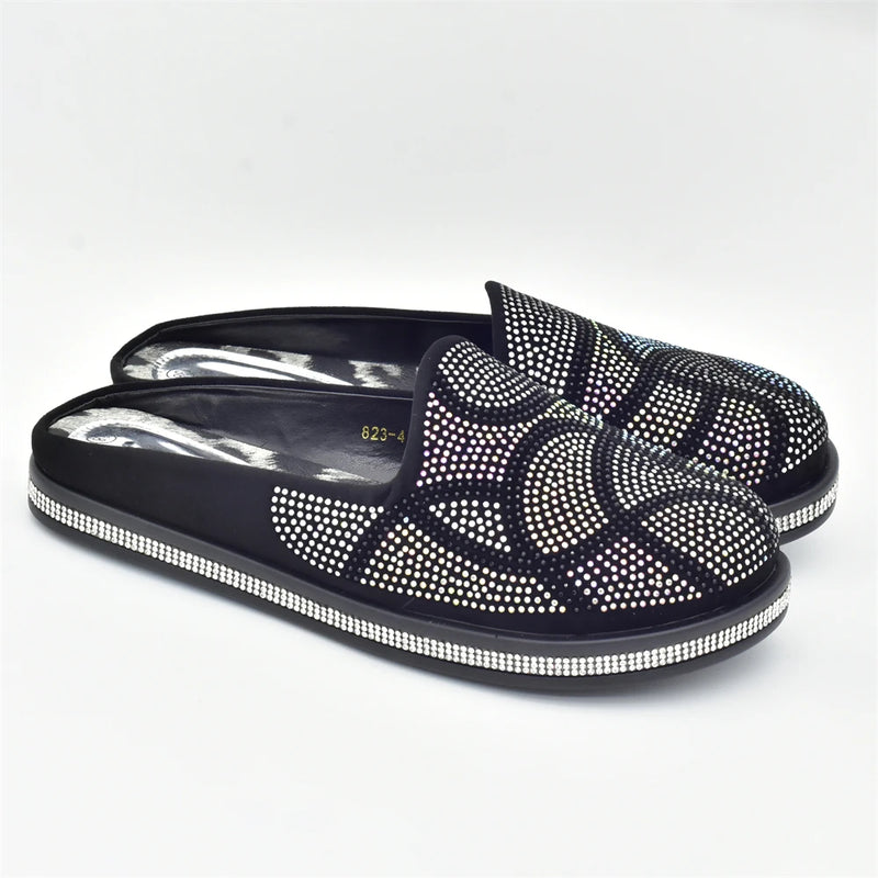Women Mules Half Closed Slippers for Lady Female Shoe Sparkly Woman Shoe