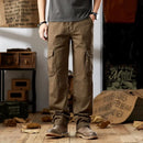 Spring Autumn Men Cargo Pants Loose Fit Straight Leg Cotton Casual Long Pants For Men