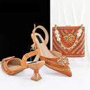 Popular Pointed Women Shoes Heels and Bags Rhinestone Chain Ladies Wedding Party Elegant and Luxurious