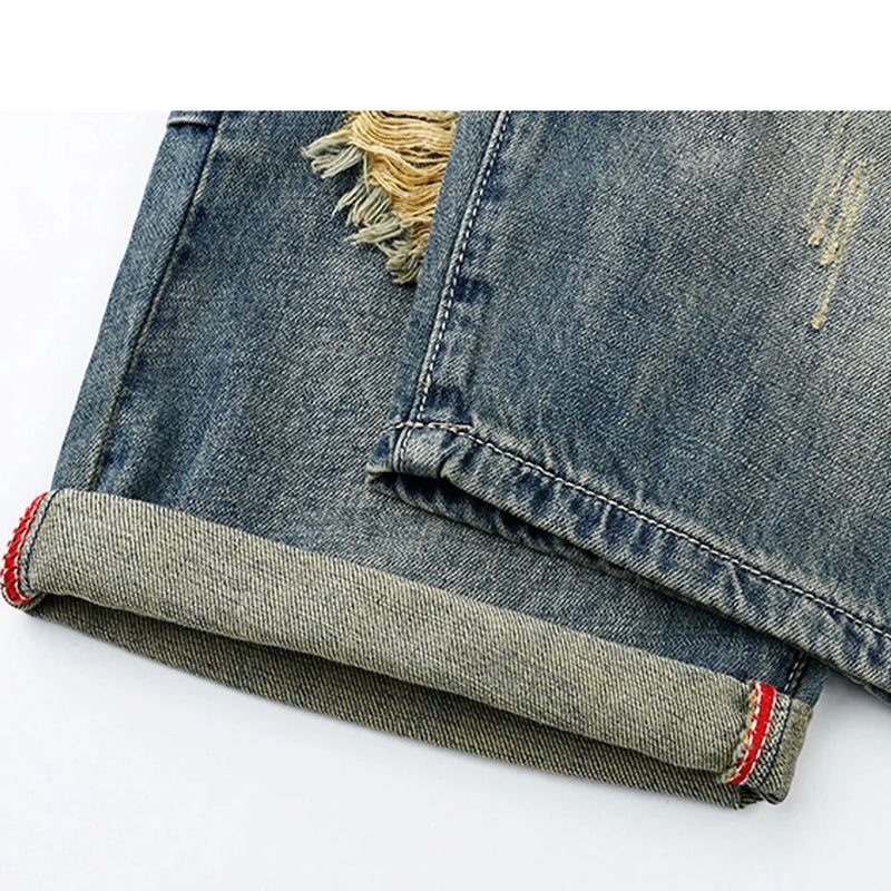 Men jean shorts Mens Jeans Shorts Men Summer Retro Cargo Denim Shorts Vintage