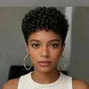 Short Pixie Cut Human Hair Wig 6 Inches Pixie Cut Wig Human Hair Kinky Curly Wig for Women