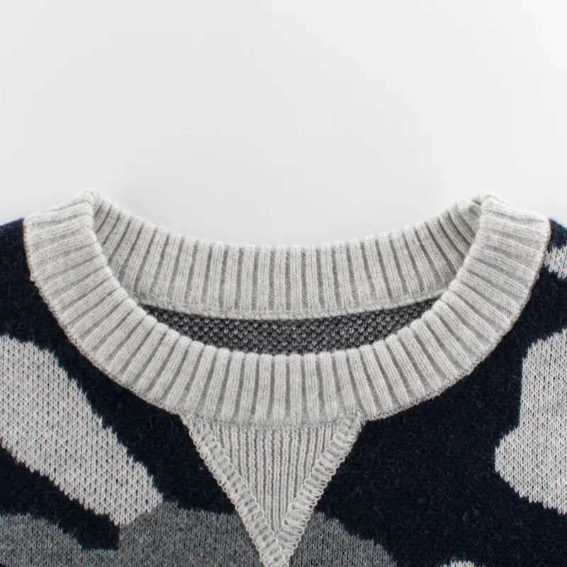Camouflage Knit Sweaters For Boys Winter Children's Pullover Top Casual Long Sleeve Warm Kids Clothes Boys Jumper