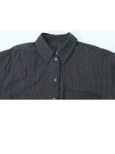 Spring Blouses For Women Wrinkle Effect Tight Shirts Female Buttons Vintage High Street Women's Shirt