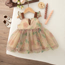 Baby Girl Clothing Summer Bow Halter Mesh Fluffy Baby Girl Dress Cute Casual Girl Kid's Dress