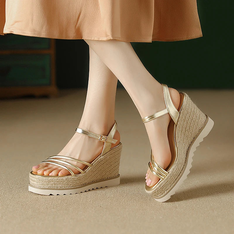 Ladies Casual Buckle Sandals Women Synthetic Platform Summer Shoes Wedges High Heels Sandals