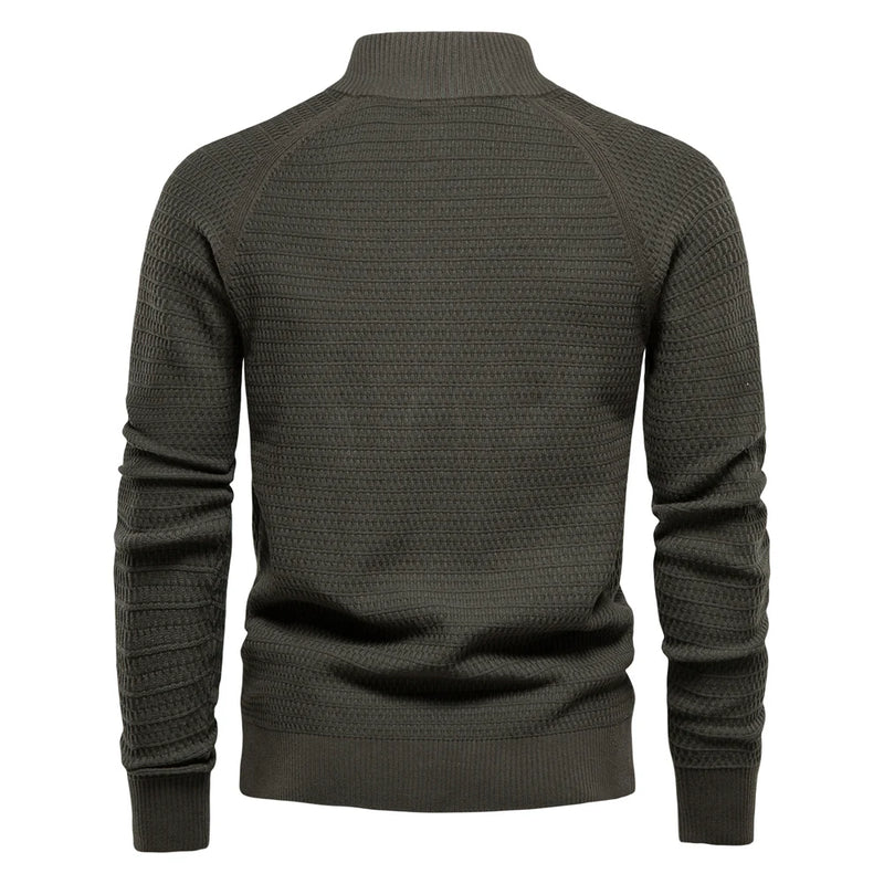 Knitted Men Cardigan Cotton Mock Neck Sweater for Men Winter Designer Cardigans Men