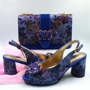 Heels Women Shoes and Bag Set with Shinning Crystal in Yellow Color
