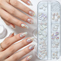 12 Grids Aurora Iridescence Conch Shells Star Nail Charms Summer DIY Nail Art Accessory Decorations