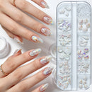 12 Grids Aurora Iridescence Conch Shells Star Nail Charms Summer DIY Nail Art Accessory Decorations