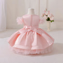 Girls Princess Dress Mesh Beaded Sashes Casual Summer Holiday Ball Gown for Kids
