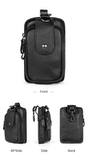 Full-Grain Leather Vertical Waist Pack Heavy-Duty Work Belt Bag for Men with Phone Sleeve & Tool Pockets