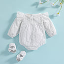 Baby Bodysuit Long Sleeve Hollow Out Flower Embroidered Jumpsuits Short Playsuit Baby Girl Spring Fall Clothes
