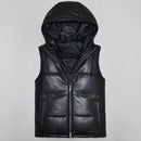 Warm Winter Leather Vest for Men – Soft Genuine Leather & Duck Down Insulation