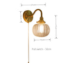 Wall Sconce with Switch Brass Wall Light Glass Globe Wall Lamp