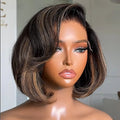 Highlight Double Drawn Straight Bob Wigs 13x6 HD Glueless Lace Frontal Wigs Preplucked Human Hair Closure Wig